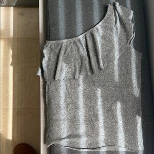 Chic Nation One-Shoulder Ruffle Top - Gray